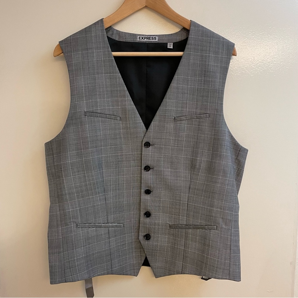 Express Charcoal Checkered Men's Vest